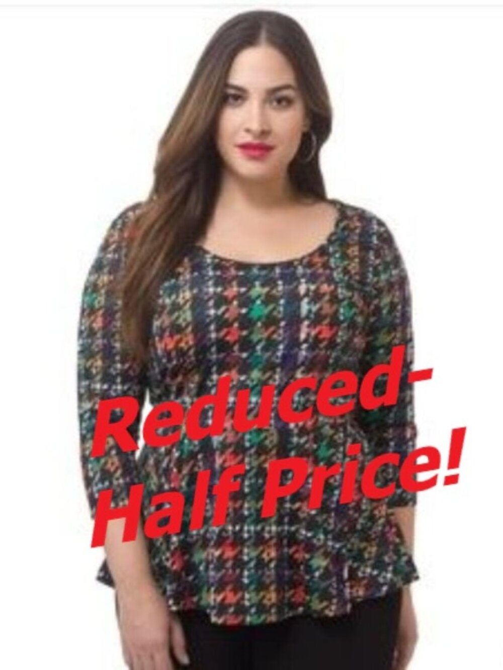 ✨ Jete Houndstooth Peplum Top – Classic & Chic, Size 2XL✨
